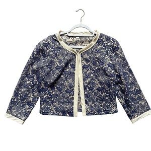 Boo Radley Chic Purple and Cream Lace Women's Blazer Size M Business Office